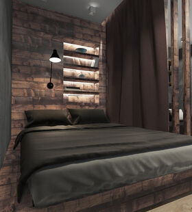 Фото № 2: Дизайн-проект однокомнатной квартиры 40.27  м² Стиль Лофт для ЖК Мир Митино