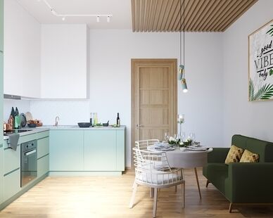 Фото № 6: Дизайн-проект двухкомнатной квартиры 60.0  м² Стиль Современный для ЖК Чистое небо