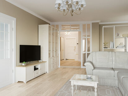 Фото № 3: Дизайн-проект квартиры-студии 48.12  м² Стиль Современная классика для ЖК Московский