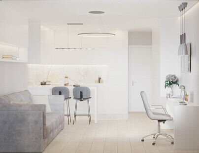 Фото № 1: Дизайн-проект квартиры-студии 35.87  м² Стиль Минимализм для ЖК Фестиваль Парк