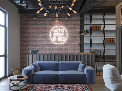 Фото № 1: Дизайн-проект двухкомнатной квартиры 56.36  м² Стиль Лофт для ЖК Klein House