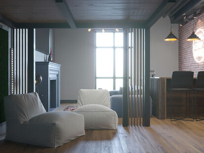 Фото № 2: Дизайн-проект двухкомнатной квартиры 56.36  м² Стиль Лофт для ЖК Klein House