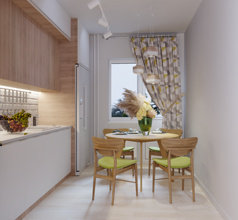 Фото № 3: Дизайн-проект двухкомнатной квартиры 58.8  м² Скандинавский стиль для ЖК Ладожский Парк