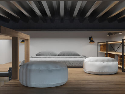 Фото № 3: Дизайн-проект двухкомнатной квартиры 56.36  м² Стиль Лофт для ЖК Klein House