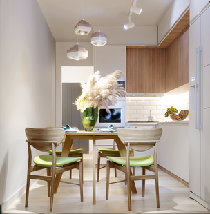 Фото № 4: Дизайн-проект двухкомнатной квартиры 58.8  м² Скандинавский стиль для ЖК Ладожский Парк