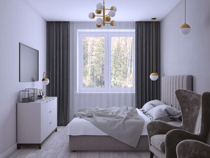 Фото № 2: Дизайн-проект двухкомнатной квартиры 47.05  м² Стиль Модернизм для ЖК Морская Звезда