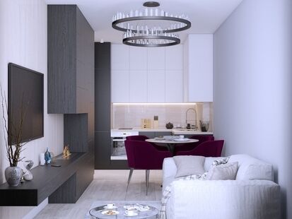 Фото № 6: Дизайн-проект двухкомнатной квартиры 47.05  м² Стиль Модернизм для ЖК Морская Звезда