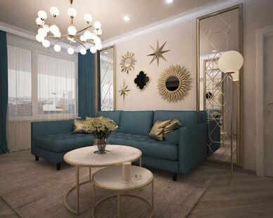 Фото № 1: Дизайн-проект трехкомнатной квартиры 81.08  м² Стиль Эклектика для ЖК Московский