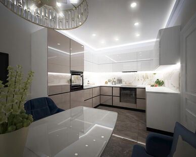 Фото № 4: Дизайн-проект трехкомнатной квартиры 81.08  м² Стиль Эклектика для ЖК Московский