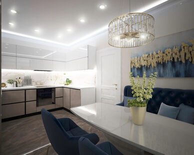 Фото № 2: Дизайн-проект трехкомнатной квартиры 81.08  м² Стиль Эклектика для ЖК Московский