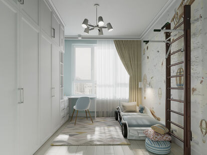 Фото № 5: Дизайн-проект четырехкомнатной квартиры 85.35  м² Скандинавский стиль для ЖК Скандинавия