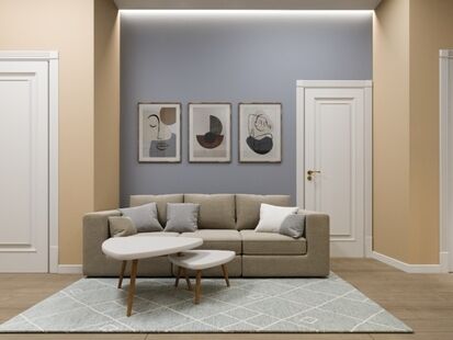 Фото № 2: Дизайн-проект четырехкомнатной квартиры 85.35  м² Скандинавский стиль для ЖК Скандинавия