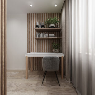 Фото № 5: Дизайн-проект однокомнатной квартиры 38.6  м² Скандинавский стиль для ЖК Грин Парк