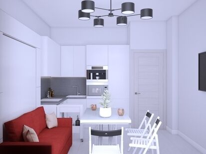 Фото № 3: Дизайн-проект двухкомнатной квартиры 43.45  м² Стиль Минимализм для ЖК Скандинавия