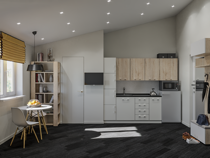 Фото № 3: Дизайн-проект квартиры-студии 18.0  м² Скандинавский стиль для ЖК Московский