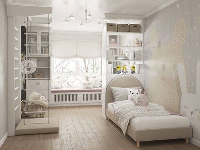 Фото № 5: Дизайн-проект трехкомнатной квартиры 64.37  м² Стиль Современный для ЖК Мещерский Лес