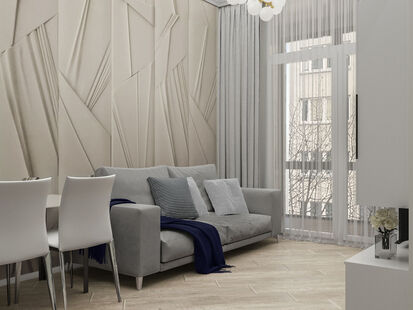 Фото № 6: Дизайн-проект двухкомнатной квартиры 40.3  м² Стиль Минимализм для ЖК Аалто