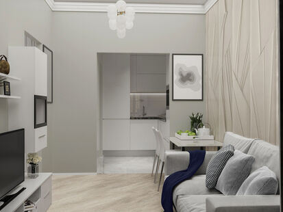 Фото № 3: Дизайн-проект двухкомнатной квартиры 40.3  м² Стиль Минимализм для ЖК Аалто