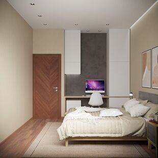 Фото № 2: Дизайн-проект двухкомнатной квартиры 42.9  м² Стиль Минимализм для ЖК Хэдлайнер