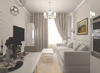 Фото № 2: Дизайн-проект трехкомнатной квартиры 89.5  м² Стиль Контемпорари для ЖК Бунинские Луга