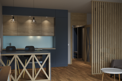 Фото № 2: Дизайн-проект квартиры-студии 30.49  м² Стиль Лофт для ЖК в г. Прага