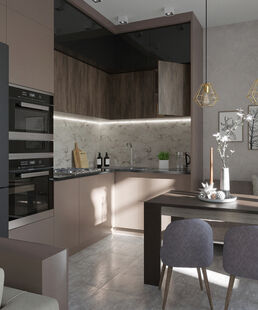 Фото № 6: Дизайн-проект однокомнатной квартиры 43.62  м² Стиль Модернизм для ЖК Московский