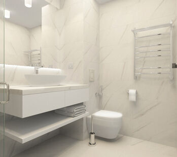 Фото № 2: Дизайн-проект совмещенного санузла 4.0  м² Стиль Минимализм для ЖК Московский