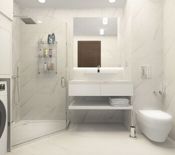 Фото № 3: Дизайн-проект совмещенного санузла 4.0  м² Стиль Минимализм для ЖК Московский