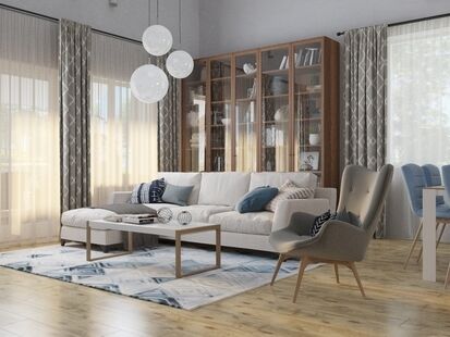 Фото № 1: Дизайн-проект пятикомнатной квартиры 221.89  м² Стиль Эклектика для днп лесная сказка