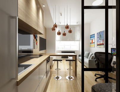 Фото № 6: Дизайн-проект квартиры-студии 29.09  м² Стиль Минимализм для ЖК Хэдлайнер