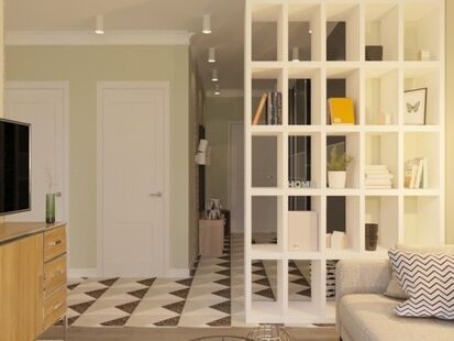 Фото № 5: Дизайн-проект трехкомнатной квартиры 66.68  м² Скандинавский стиль для ЖК Московский