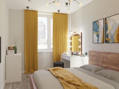 Фото № 6: Дизайн-проект трехкомнатной квартиры 66.68  м² Скандинавский стиль для ЖК Московский