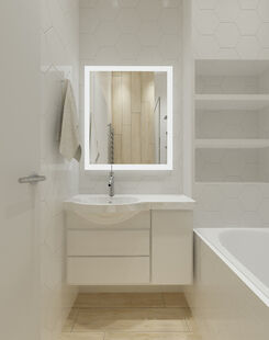 Фото № 5: Дизайн-проект квартиры-студии 29.09  м² Стиль Минимализм для ЖК Хэдлайнер