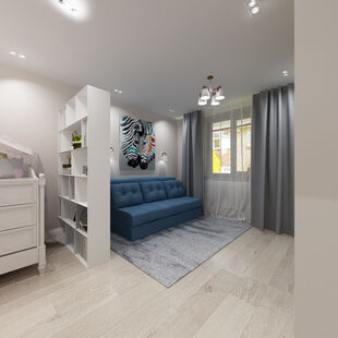 Фото № 5: Дизайн-проект однокомнатной квартиры 35.9  м² Стиль Модернизм для ЖК Позитив