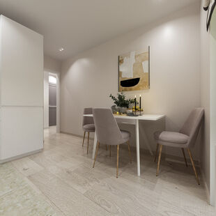 Фото № 2: Дизайн-проект однокомнатной квартиры 35.9  м² Стиль Модернизм для ЖК Позитив