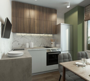 Фото № 2: Дизайн-проект однокомнатной квартиры 32.22  м² Стиль Лофт для ЖК Опалиха О3