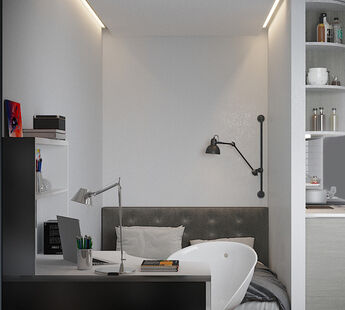 Фото № 1: Дизайн-проект квартиры-студии 26.59  м² Стиль Лофт для ЖК Триколор