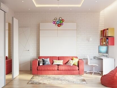 Фото № 2: Дизайн-проект детской 17.31  м² Стиль Модернизм для ЖК Московский