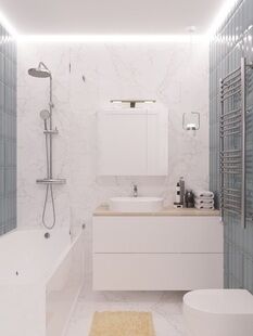 Фото № 1: Дизайн-проект совмещенного санузла 3.6  м² Стиль Модернизм для ЖК Саларьево Парк