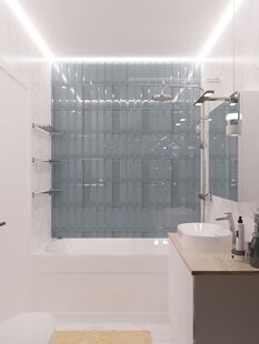 Фото № 2: Дизайн-проект совмещенного санузла 3.6  м² Стиль Модернизм для ЖК Саларьево Парк