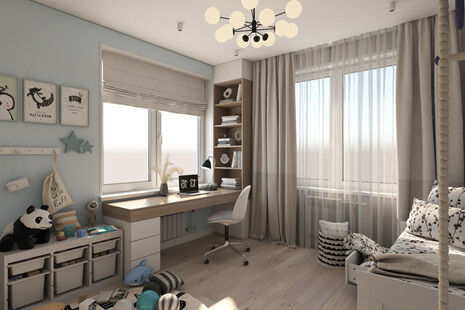 Фото № 1: Дизайн-проект детской 14.6  м² Скандинавский стиль для ЖК Новокосино - 2