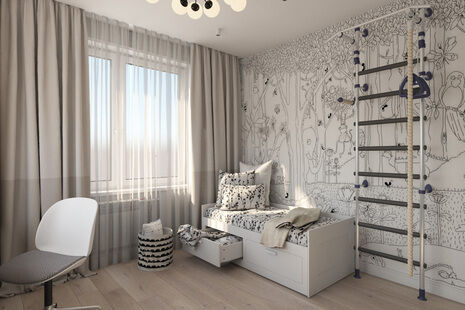 Фото № 2: Дизайн-проект детской 14.6  м² Скандинавский стиль для ЖК Новокосино - 2