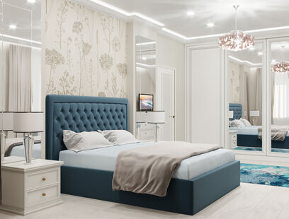 Фото № 1: Дизайн-проект спальни 27.08  м² Стиль Современная классика для спальни в многоуровневой квартире