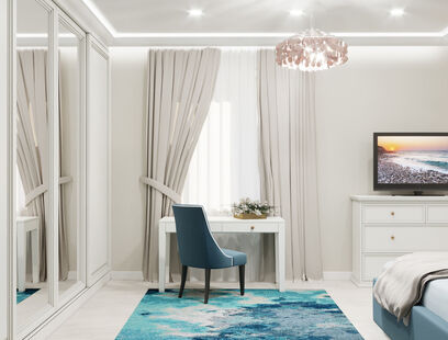 Фото № 2: Дизайн-проект спальни 27.08  м² Стиль Современная классика для спальни в многоуровневой квартире