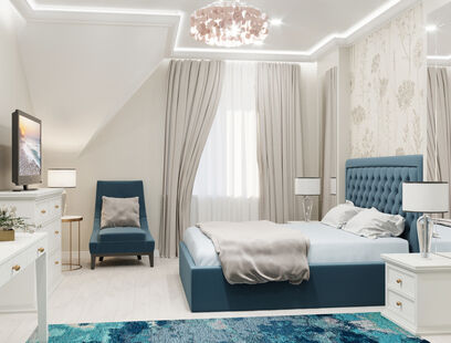 Фото № 3: Дизайн-проект спальни 27.08  м² Стиль Современная классика для спальни в многоуровневой квартире