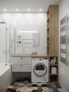 Фото № 1: Дизайн-проект ванной 4.6  м² Скандинавский стиль для ЖК Московский