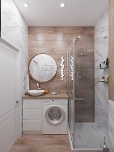 Фото № 1: Дизайн-проект совмещенного санузла 3.35  м² Стиль Современный для ЖК Московский