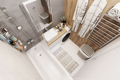 Фото № 3: Дизайн-проект ванной 3.4  м² Стиль Модернизм для ЖК Лыткарино Хит