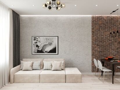 Фото № 3: Дизайн-проект кухни-гостиной 19.99  м² Стиль Лофт для ЖК Московский