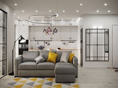 Фото № 4: Дизайн-проект кухни-гостиной 23.7  м² Скандинавский стиль для ЖК Московский